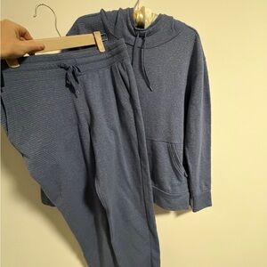 Champion Blue Knit Track Style Hoodie and Joggers Suit